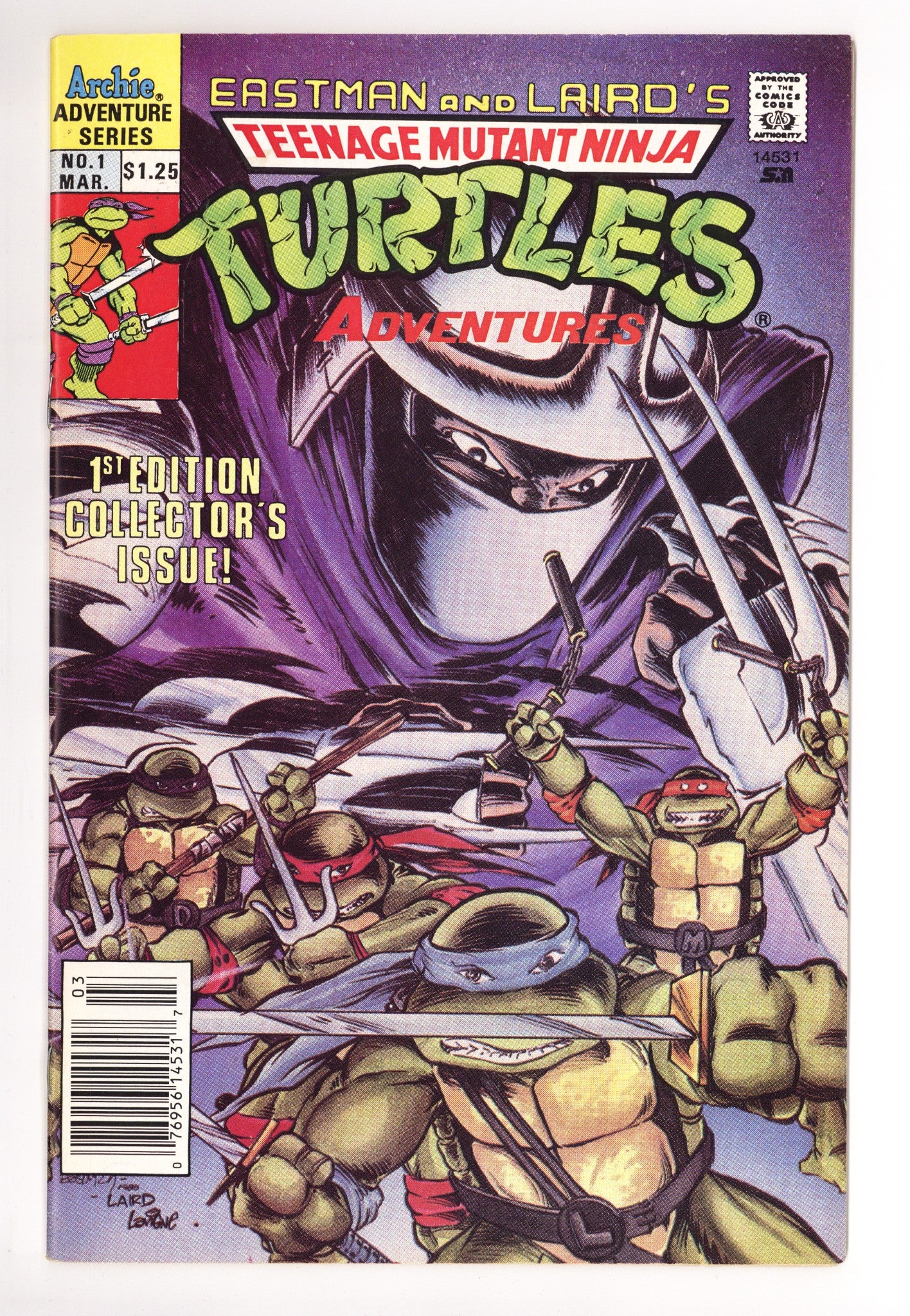 Teenage Mutant Ninja Turtles Adventures Vol 2 1 FN- (5.5) Newsstand (1989) Canadian Price Variant 