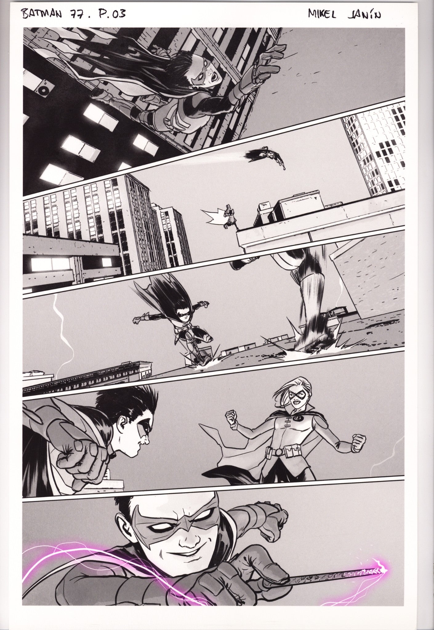 Batman Vol 3 77 Fine Art Monoprint: Page #3 (2019) Signed x1 Mike Janin 