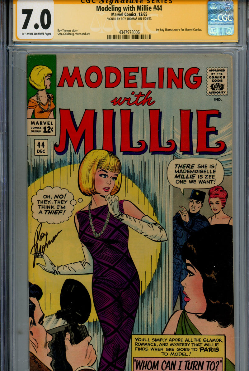 Modeling with Millie 44 CGC 7.0 (FN/VF) (1965) Signed x1 Cover Roy Thomas 