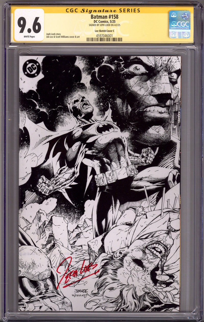 Batman Vol 3 158 CGC 9.6 (NM+) (2025) Lee B&W Virgin Incentive Variant Signed x1 Cover Jeph Loeb 