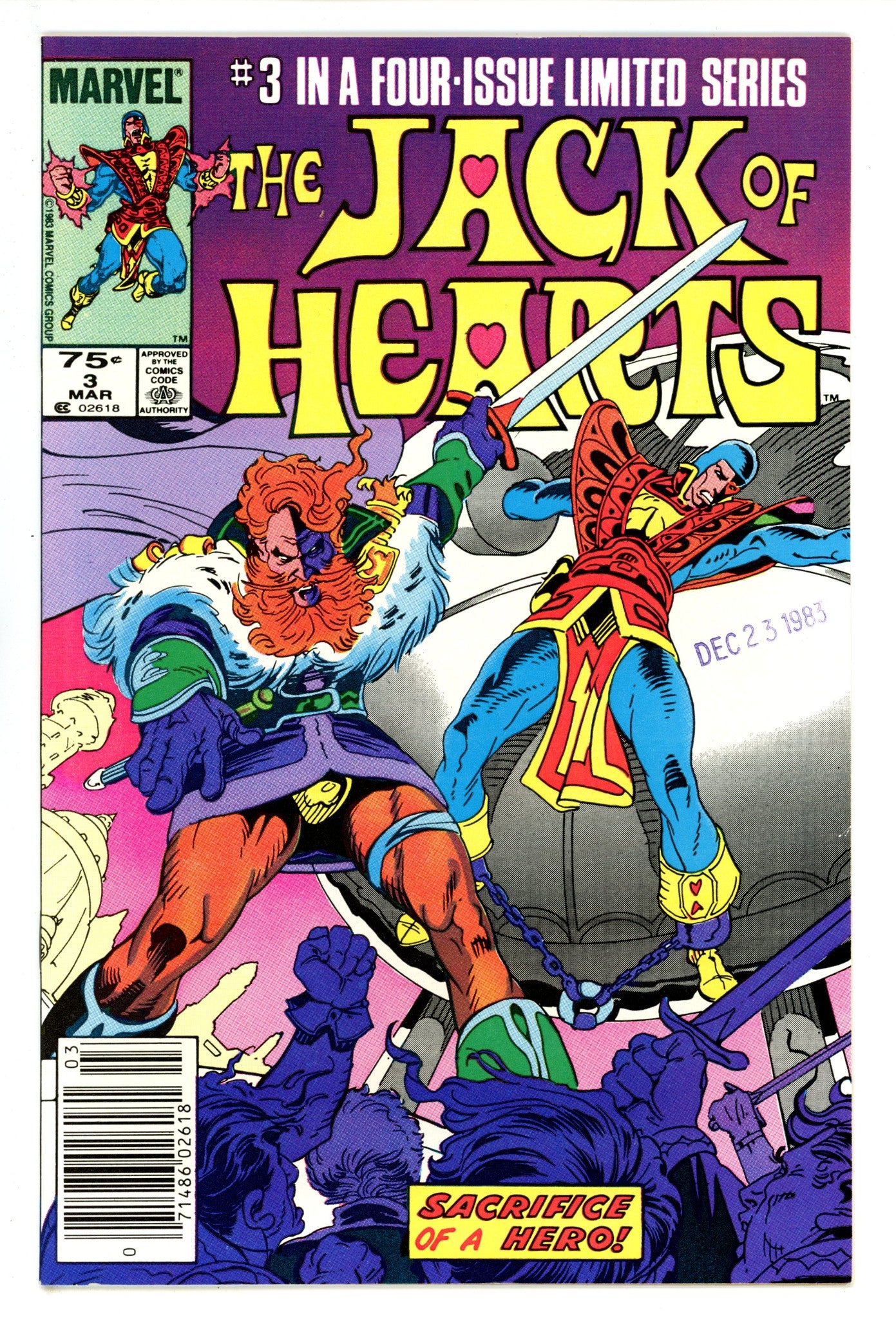 The Jack of Hearts 3 NM- (9.2) (1984) Canadian Price Variant 