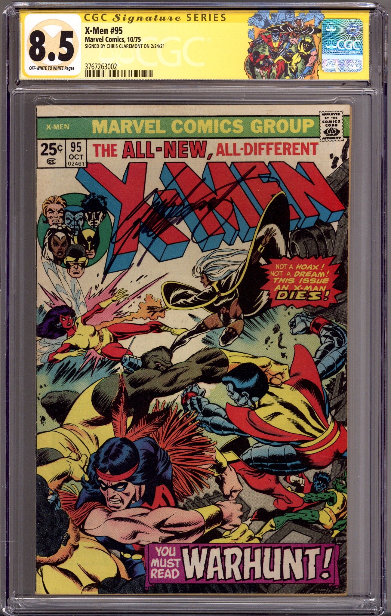 The X-Men Vol 1 95 CGC 8.5 (VF+) (1975) Signed x1 Cover Chris Claremont 