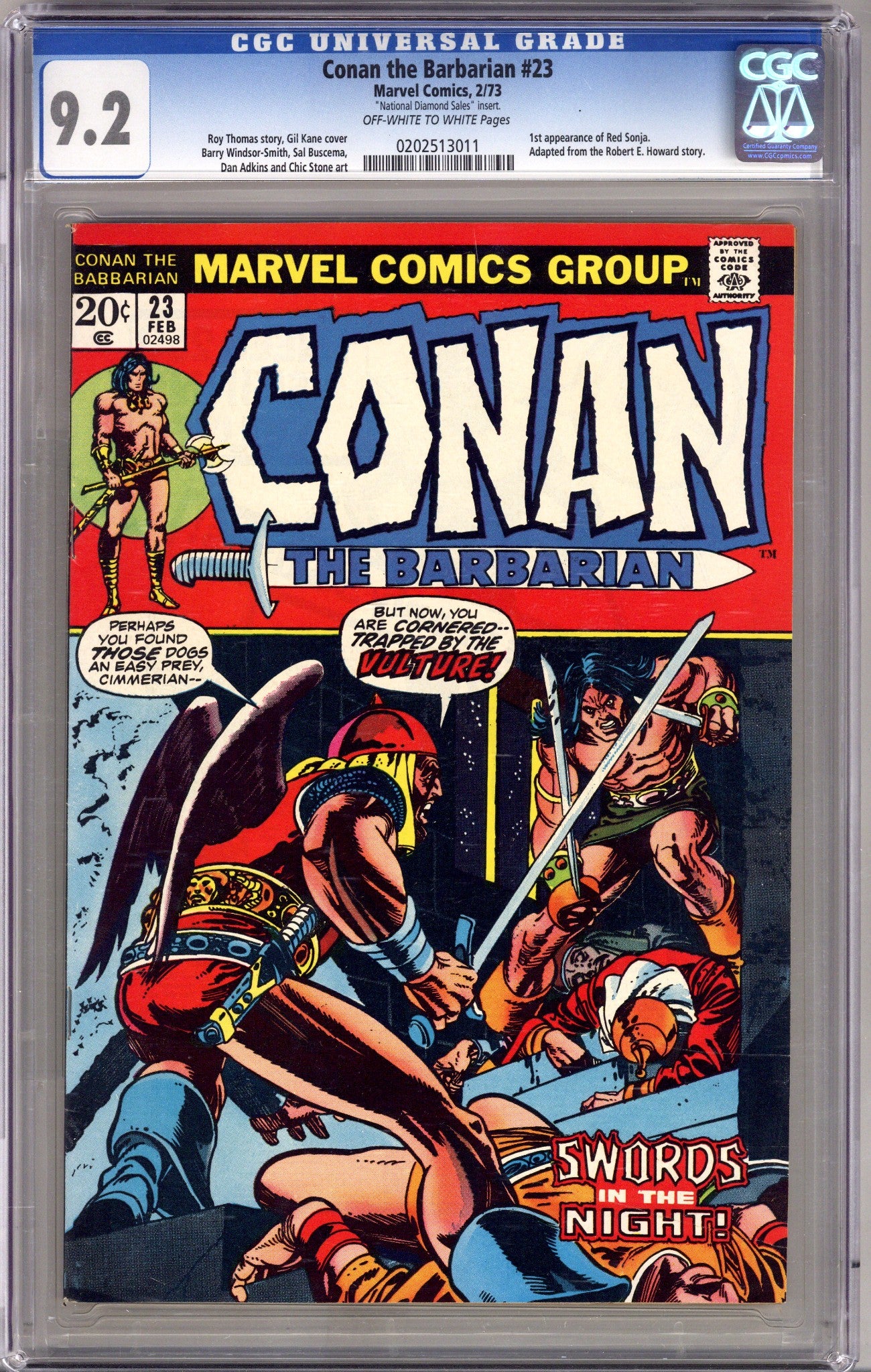Conan the Barbarian Vol 1 23 CGC 9.2 (NM-) National Diamond Insert (1973)