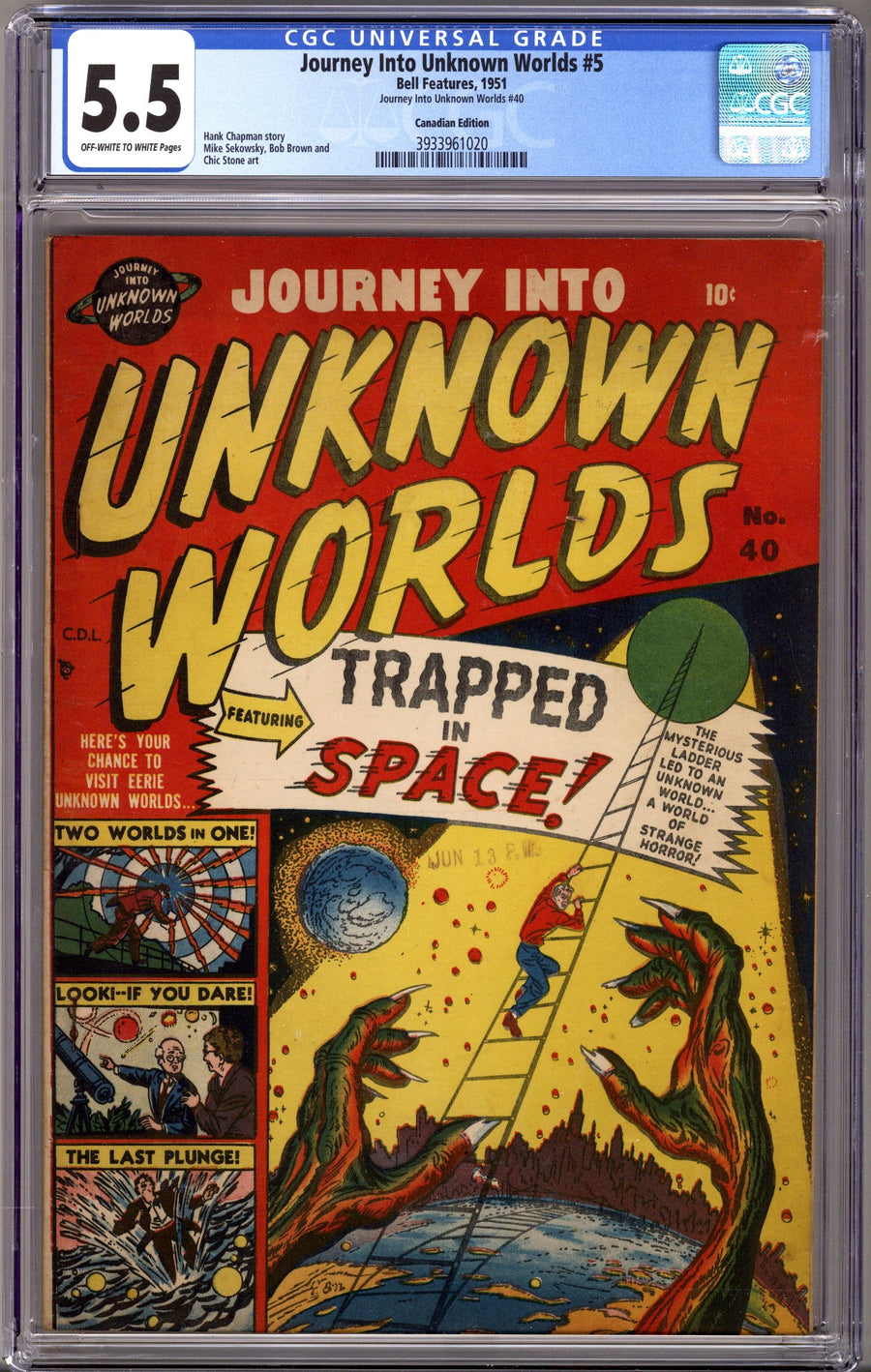 Journey into Unknown Worlds 5 (40) CGC 5.5 (FN-) (1951) Canadian Edition 