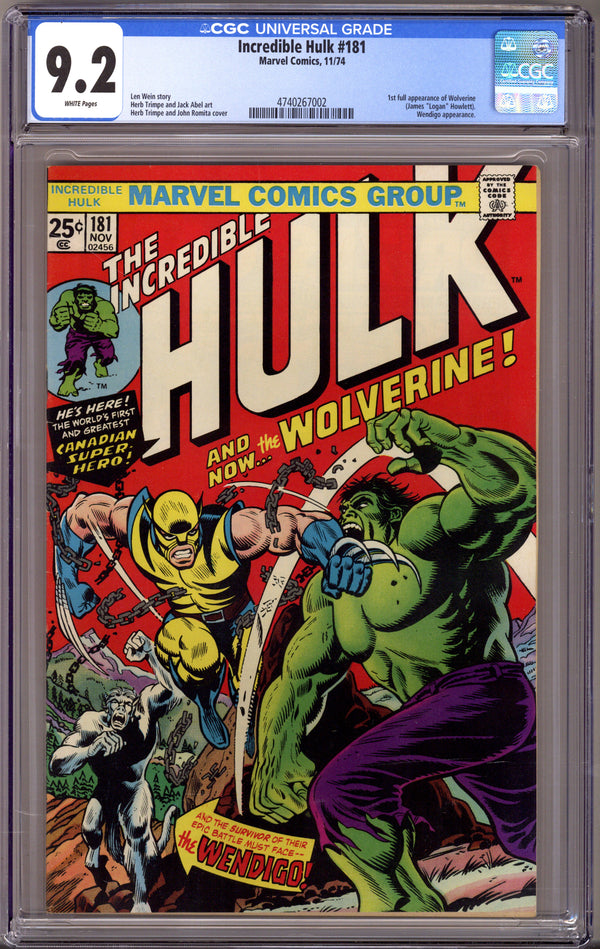 The Incredible Hulk Vol 1 181 CGC 9.2 (NM-) (1974) 