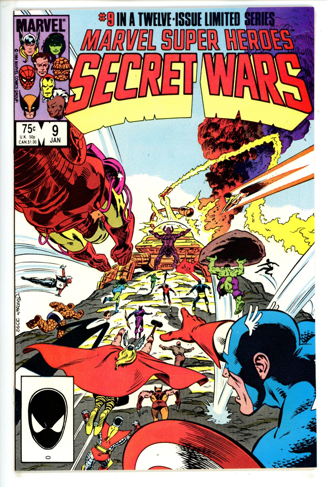 Marvel Super-Heroes Secret Wars 9 VF- Signed 1st Page Mike Zeck & Bob McLeod (1985)