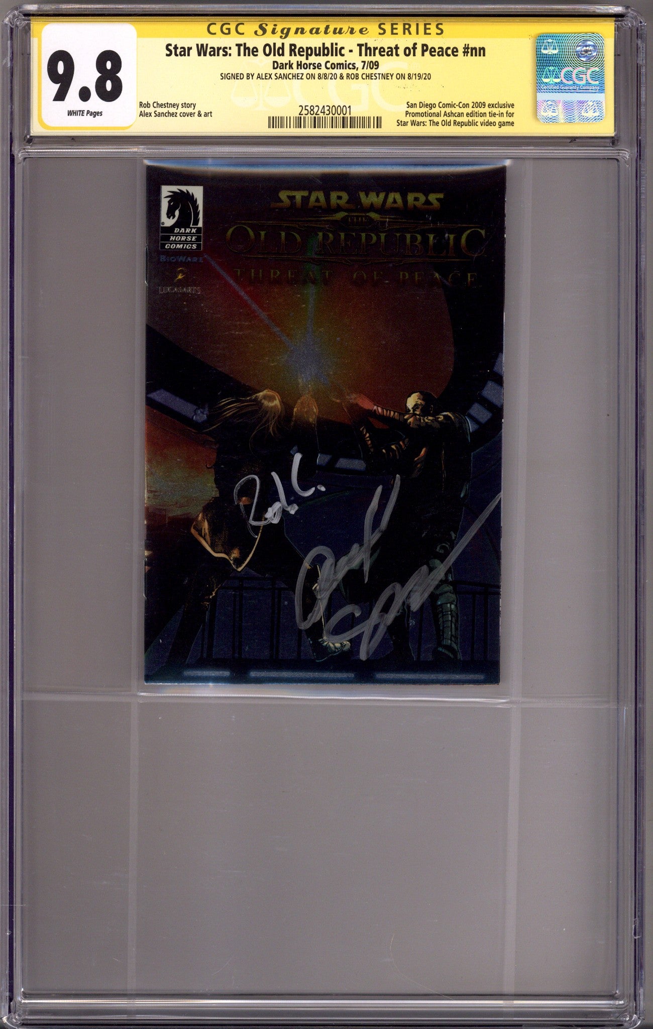 Star Wars: The Old Republic - Threat of Peace [nn] CGC 9.8 (NM/M) (2009) Signed x2 Cover Alex Sanchez & Rob Chestney 