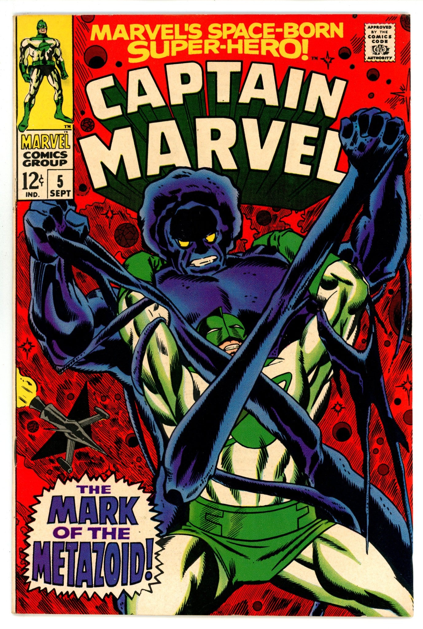 Captain Marvel Vol 1 5 VF/NM (9.0) Apparent, Top Staple Detached (1968) 