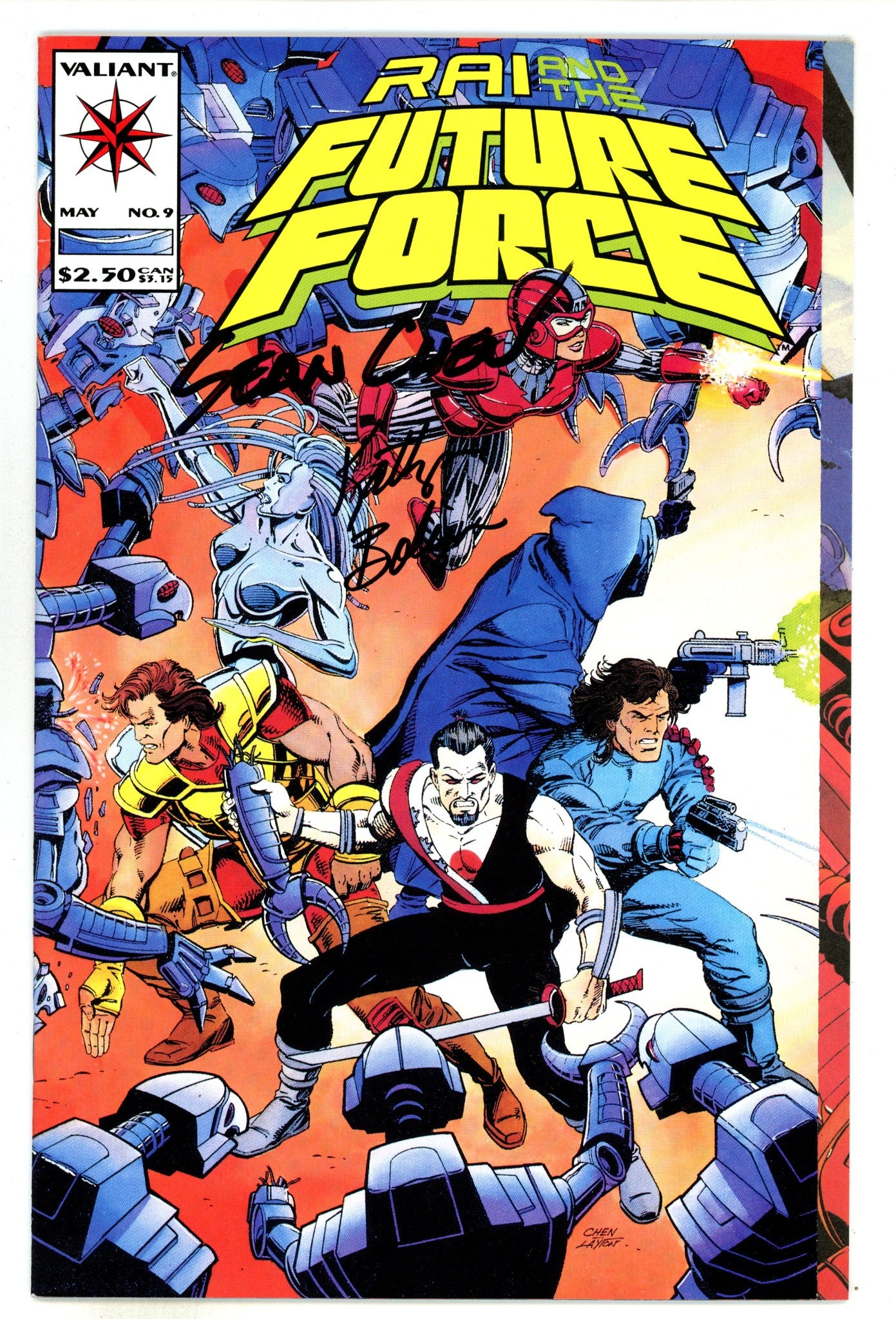Rai and the Future Force Vol 1 9 VF- (7.5) (1993) Signed x2 Cover Sean Chen & Kathryn Bolinger 