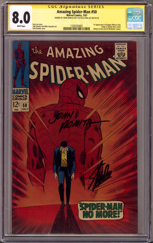 The Amazing Spider-Man Vol 1 50 CGC 8.0 (VF) (1967) Signed x2 Cover Stan Lee & John Romita Sr.