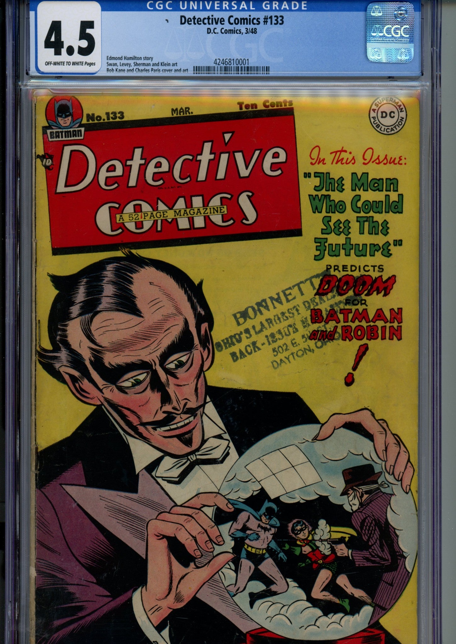 Detective Comics Vol 1 133 CGC 4.5 (VG+) (1948) 