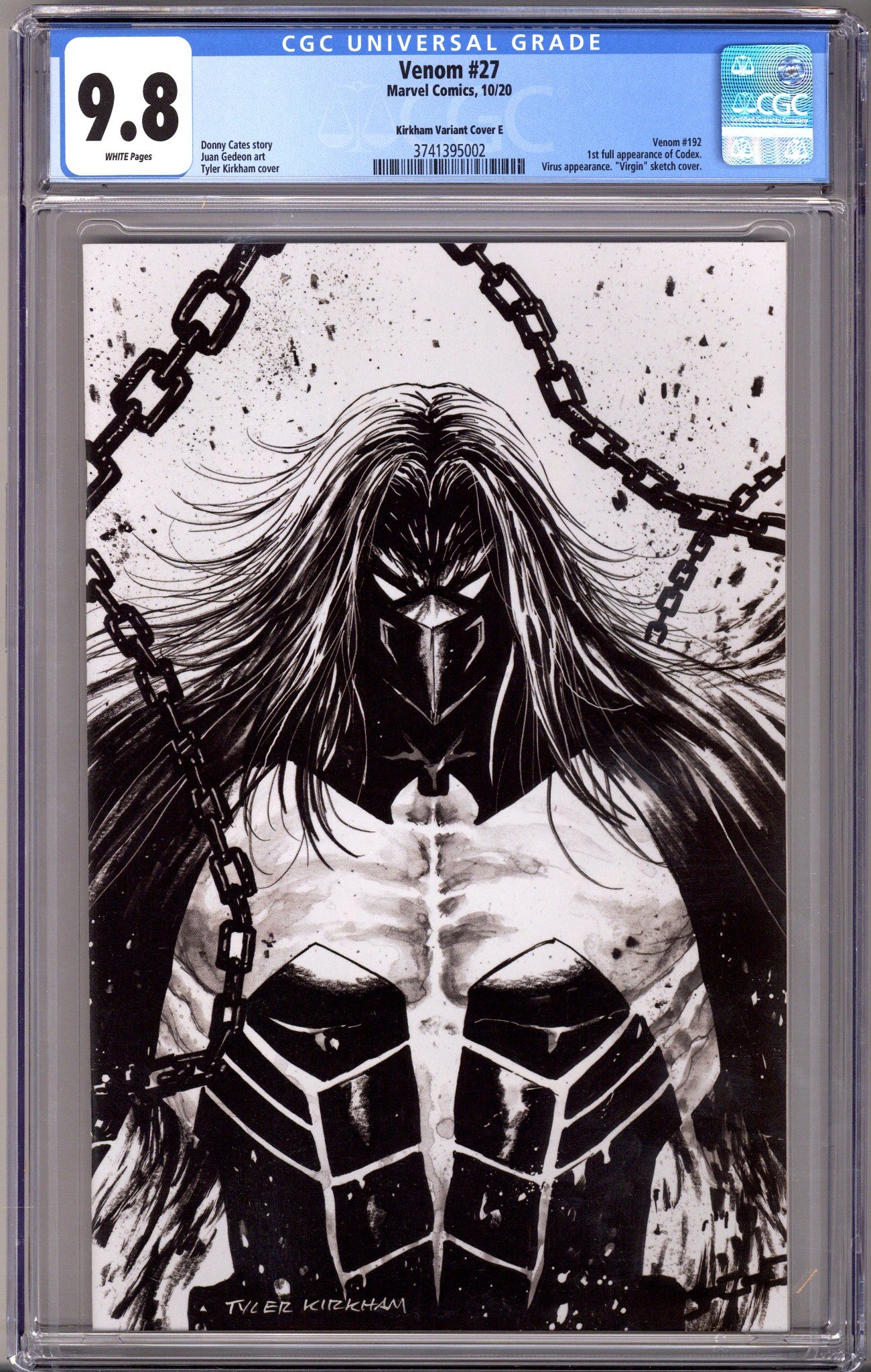 Venom Vol 4 27 (192) CGC 9.8 (NM/M) (2020) Kirkham B&W Virgin Exclusive Variant