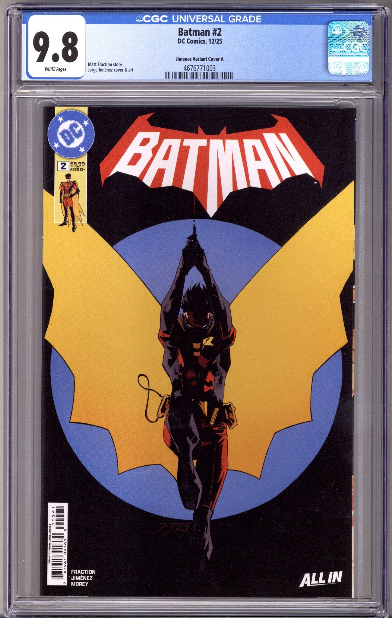 Batman Vol 4 2 CGC 9.8 (NM/M)   (2025) Jimenez     Variant  