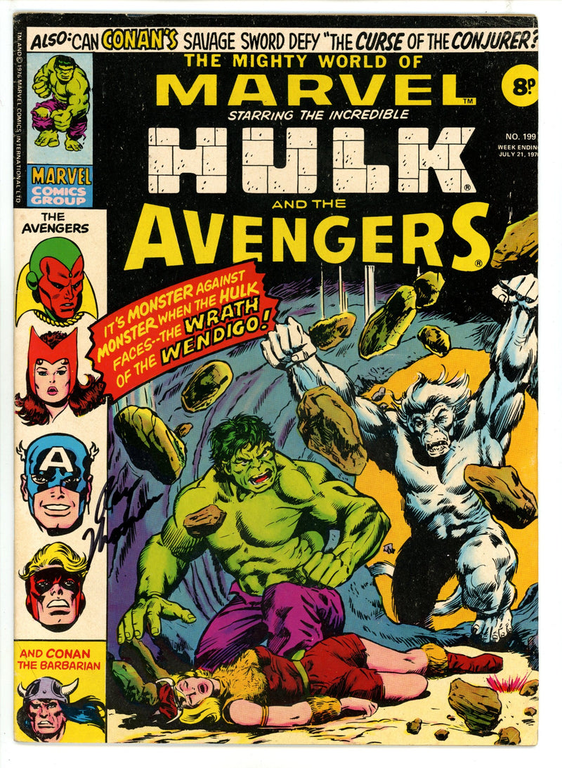 The Mighty World of Marvel 199 FN- Signed Roy Thomas (1976)