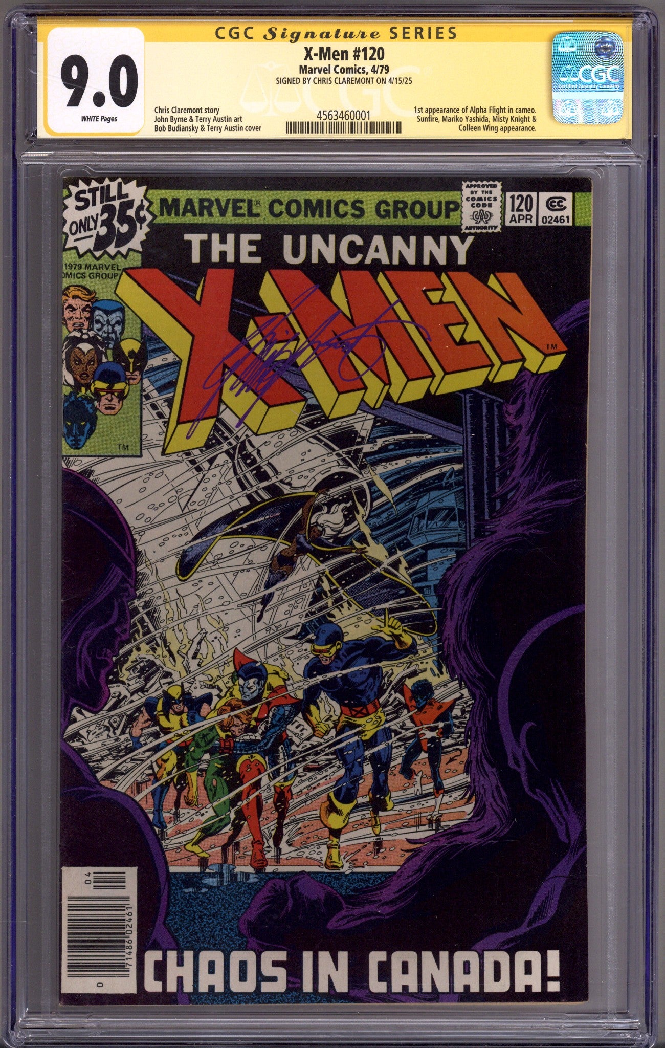 The X-Men Vol 1 120 CGC 9.0 (VF/NM) (1979) Signed x1 Cover Chris Claremont 