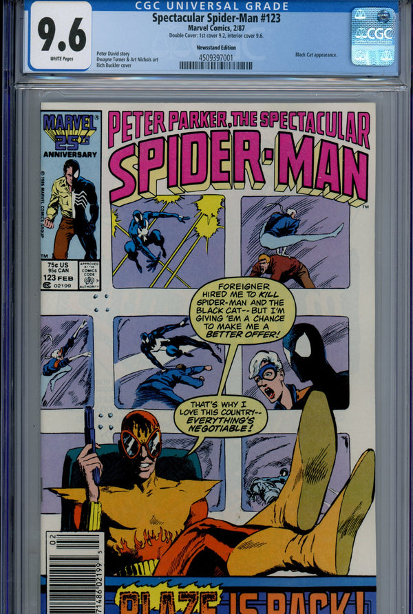 The Spectacular Spider-Man Vol 1 123 CGC 9.6 (NM+) Double Cover (1987) Newsstand