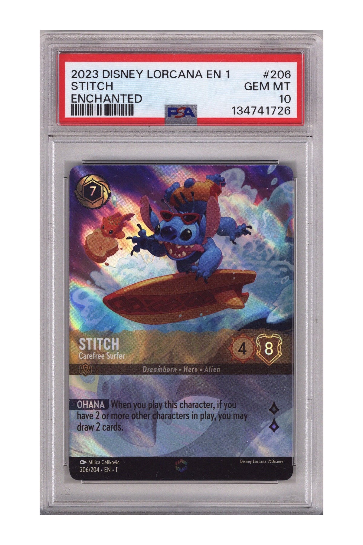 Lorcana First Chapter Stitch Enchanted PSA Gem Mint 10 (2023)