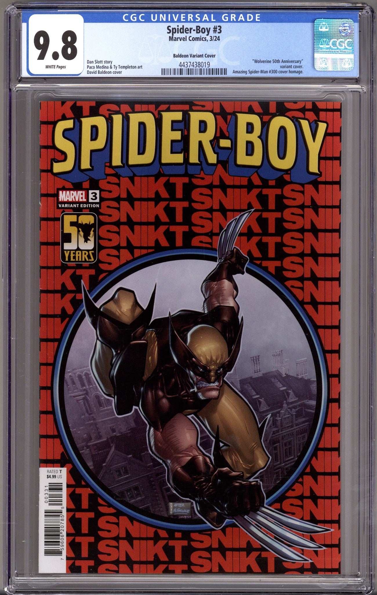 Spider-Boy 3 CGC 9.8 (NM/M) (2024) Baldeon Homage Variant 