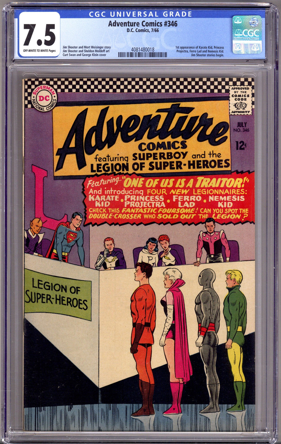 Adventure Comics Vol 1 346 CGC 7.5 (VF-) (1966) 