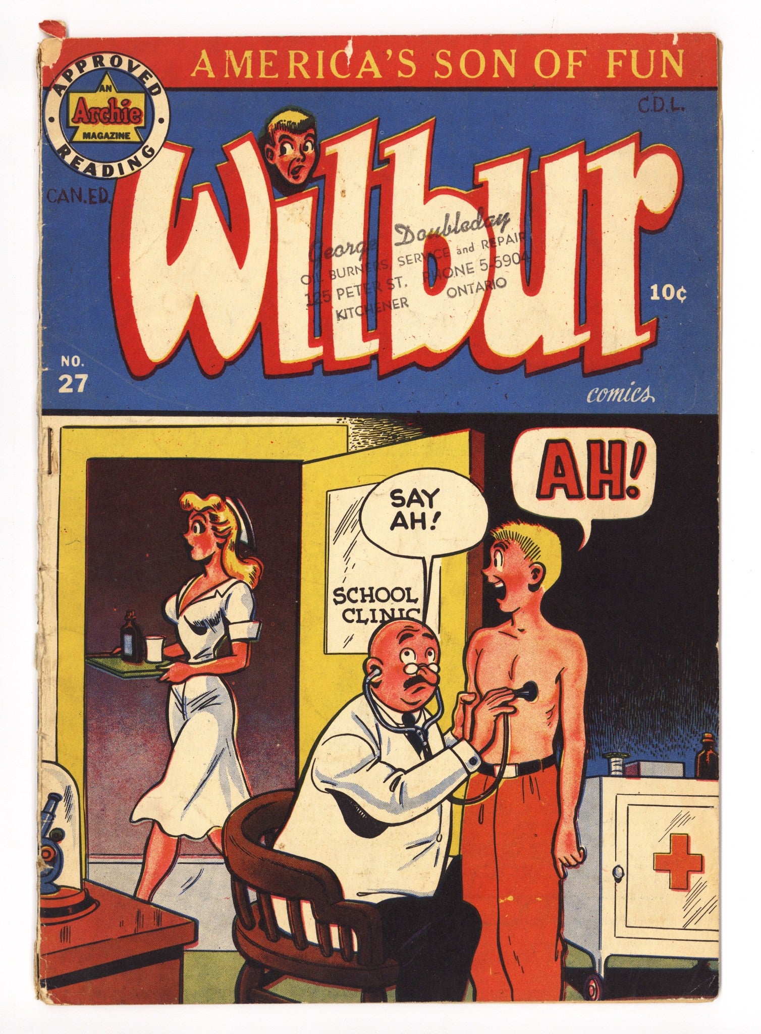 Wilbur Comics 27 VF+ (8.5) Centrefold Missing (1949) Canadian Edition 