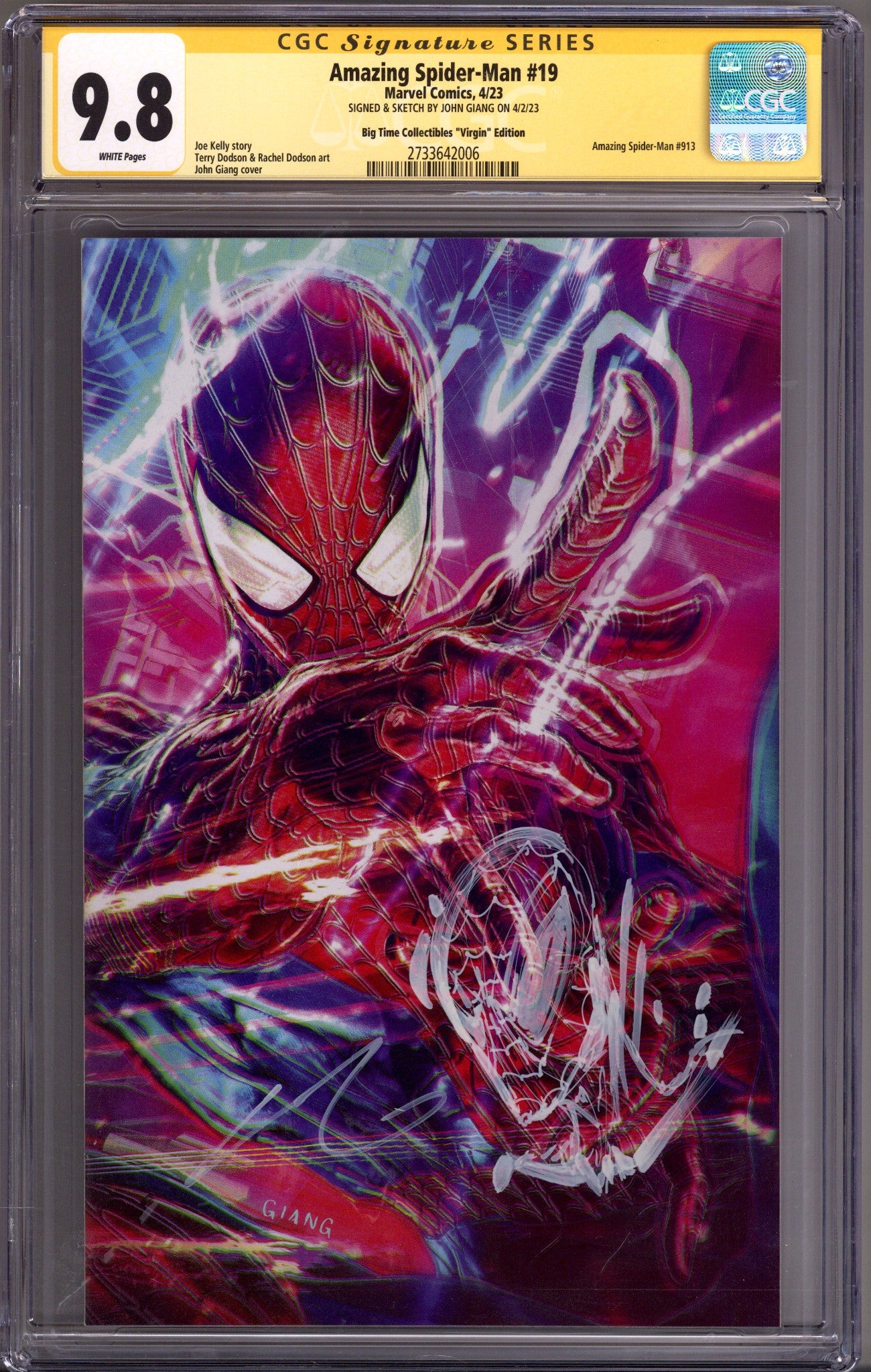 Amazing Spider-Man Vol 6 19 CGC 9.8 (NM/M)   (2023) Giang Virgin   Exclusive Variant  Signed / Remarked x1 Cover John Giang 