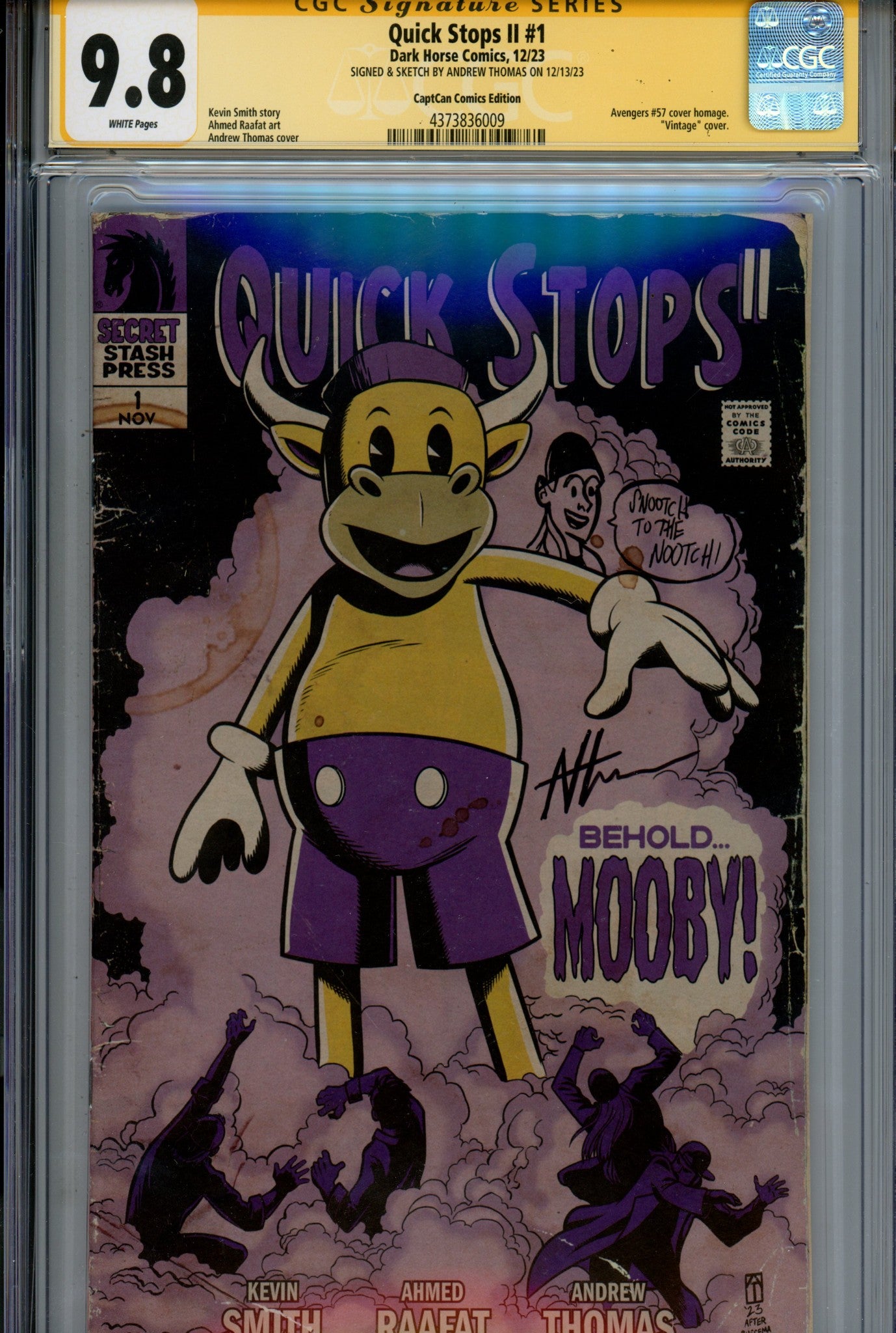 Quick Stops II 1 CGC 9.8 (NM/M) Jay Sketch (2023) Thomas Homage Exclusive Variant Signed / Remarked x1 Cover Andrew Thomas 