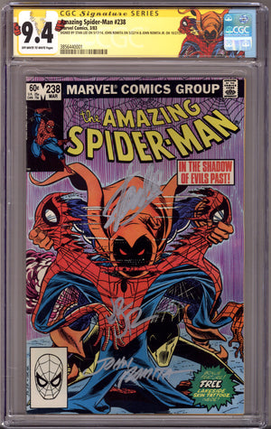 The Amazing Spider-Man Vol 1 238 CGC 9.4 (NM) (1983) Signed x3 Cover Stan Lee, John Romita Sr. & Jr.