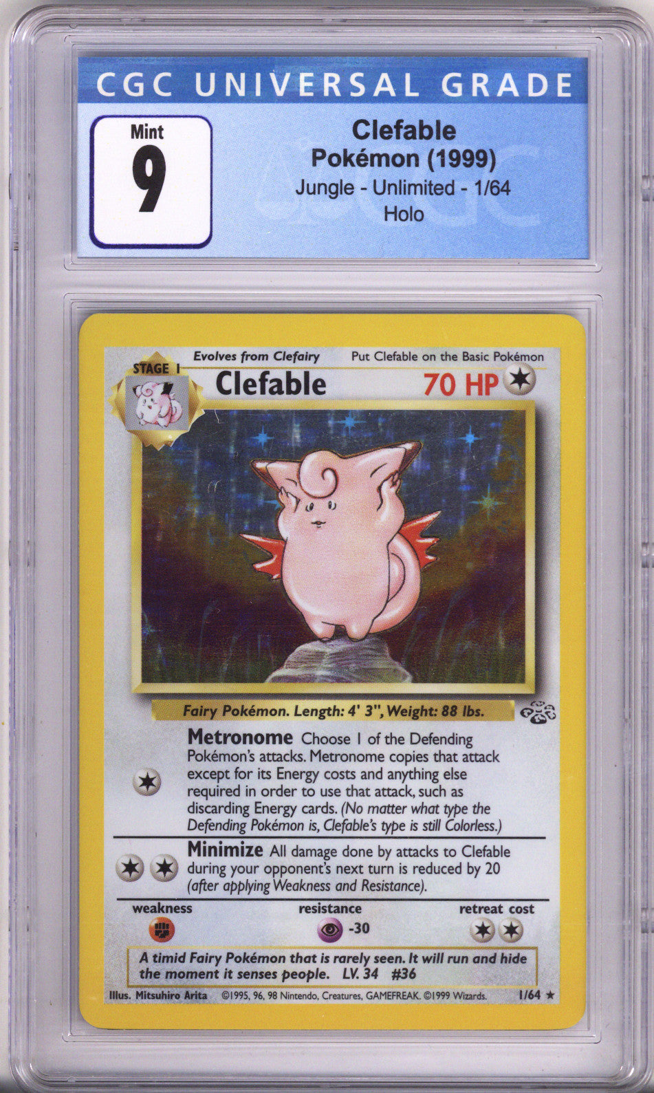 Pokemon Jungle Clefable Holo CGC Mint 9 (1999)