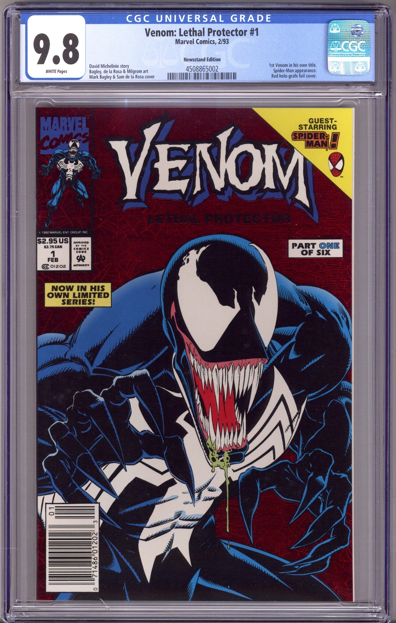 Venom: Lethal Protector Vol 1 1 CGC 9.8 (NM/M) (1993) Newsstand 