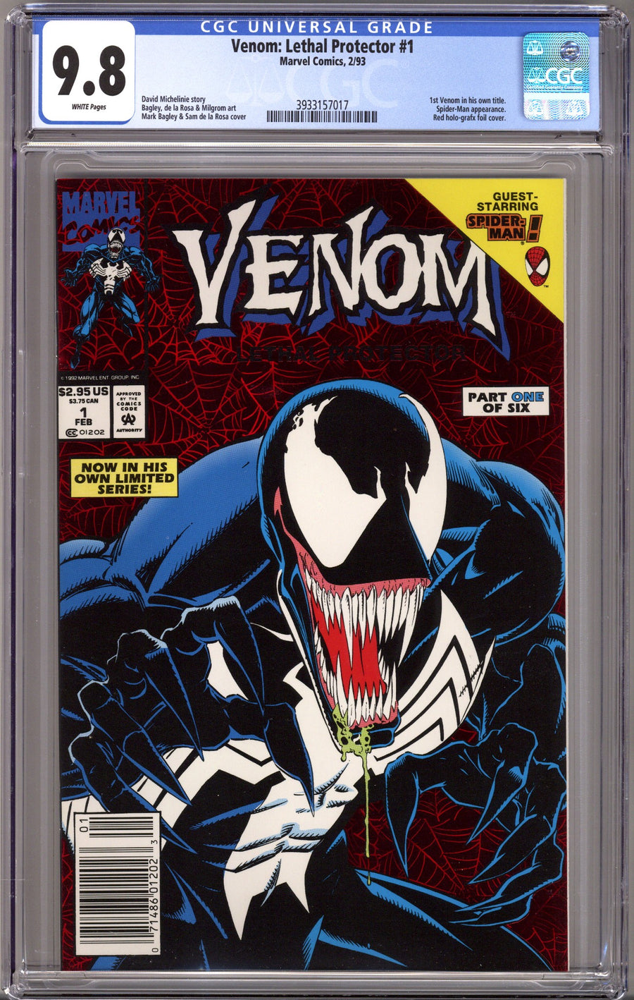 Venom: Lethal Protector Vol 1 1 CGC 9.8 (NM/M) (1993) Newsstand 