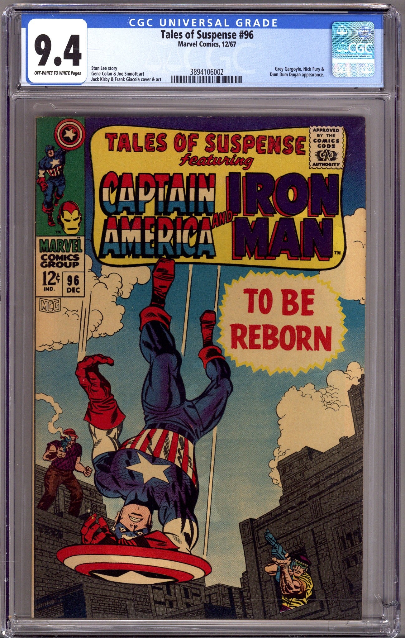 Tales of Suspense Vol 1 96 CGC 9.4 (NM) Small Crack in Case (1967) 