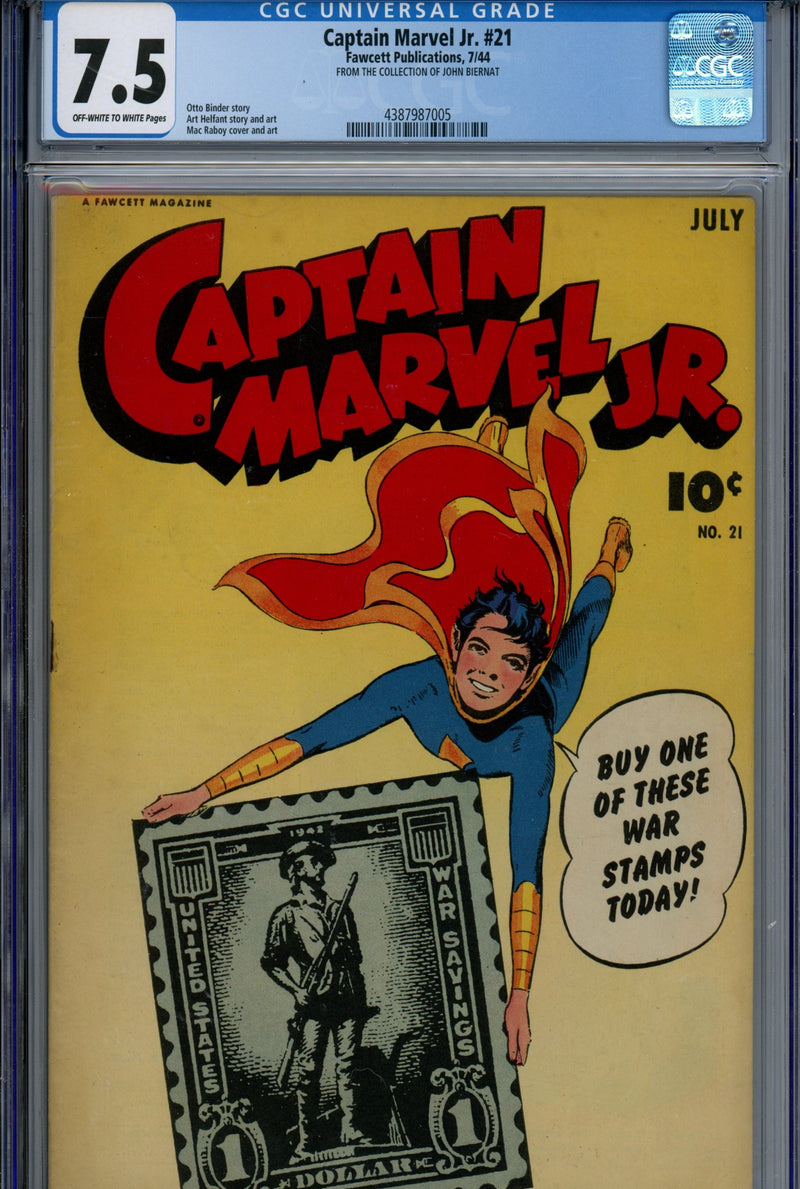 Captain Marvel Jr. 21 CGC 7.5 (VF-) (1944) 