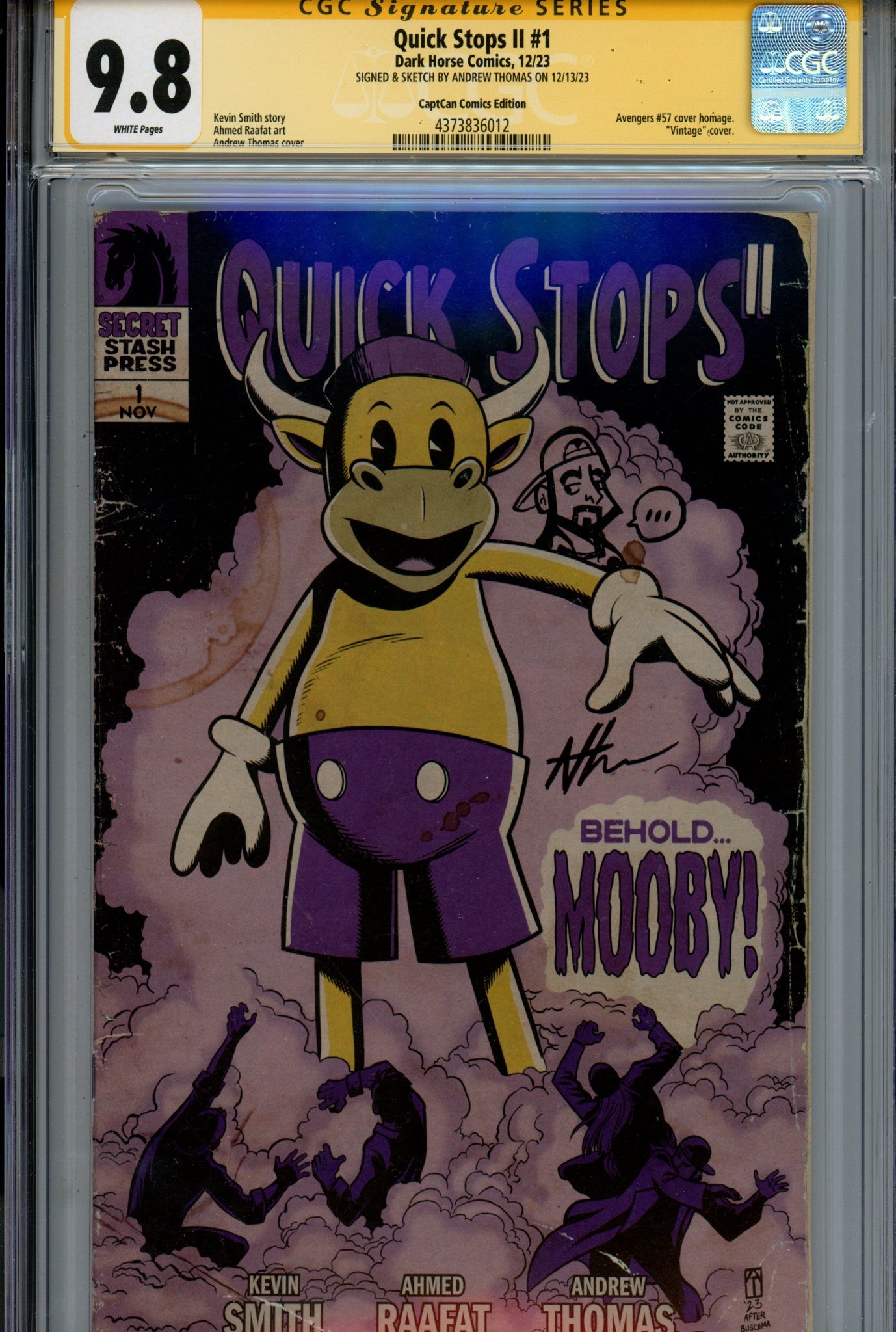 Quick Stops II 1 CGC 9.8 (NM/M) Silent Bob Sketch (2023) Thomas Homage Exclusive Variant Signed / Remarked x1 Cover Andrew Thomas 