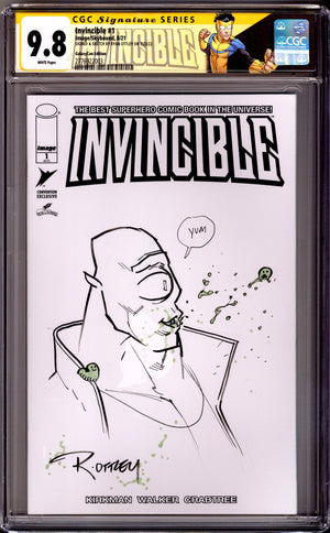 Invincible 1 CGC 9.8 (NM/M) Allen the Alien Sketch (2021) Blank Convention Variant Signed / Remarked x1 Cover Ryan Ottley