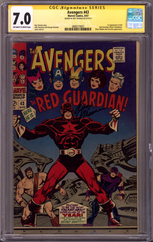 The Avengers Vol 1 43 CGC 7.0 (FN/VF) (1967) Signed x1 Cover Roy Thomas