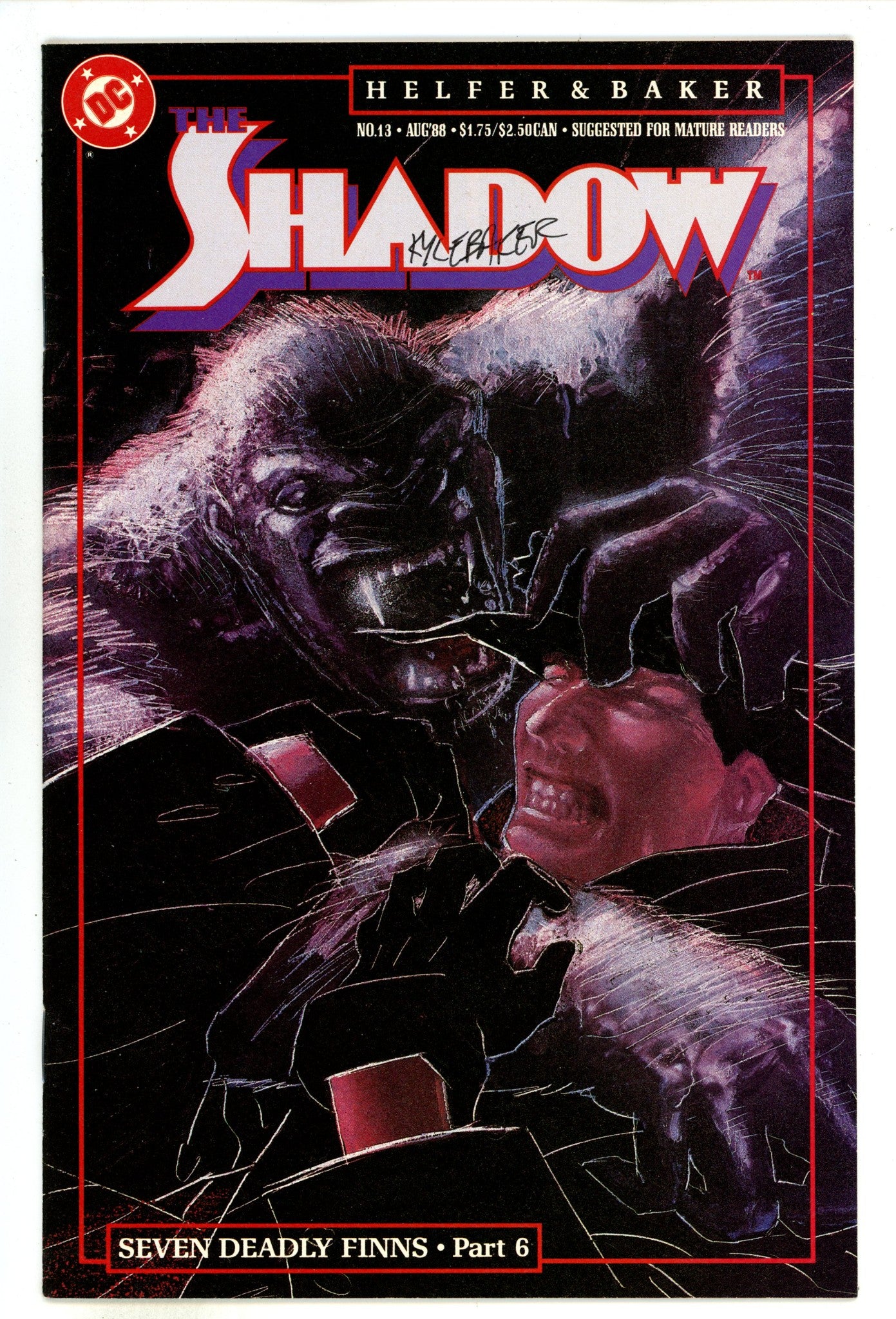 The Shadow Vol 3 13 High Grade (1988) Signed x2 1st Page Kyle Baker & Andrew Helfer 