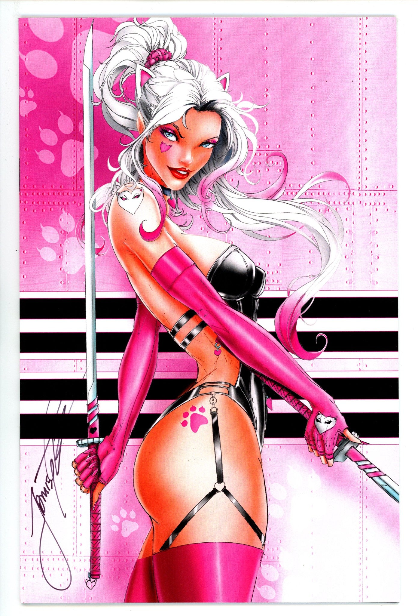 Miss Meow 1 NM (9.4) Naughty /100 (2022) Tyndall Virgin Exclusive Variant Signed x1 Cover Jamie Tyndall 