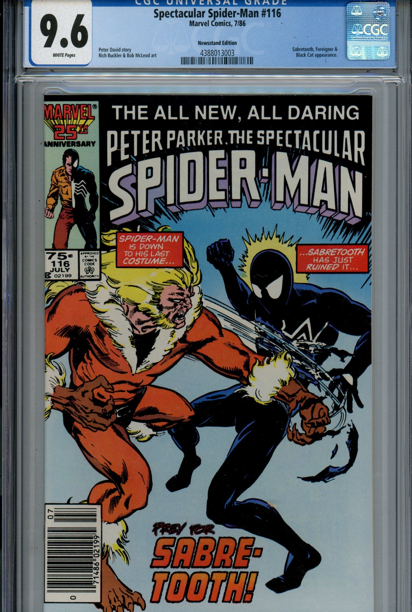 The Spectacular Spider-Man Vol 1 116 CGC 9.6 (NM+) (1986) Newsstand 