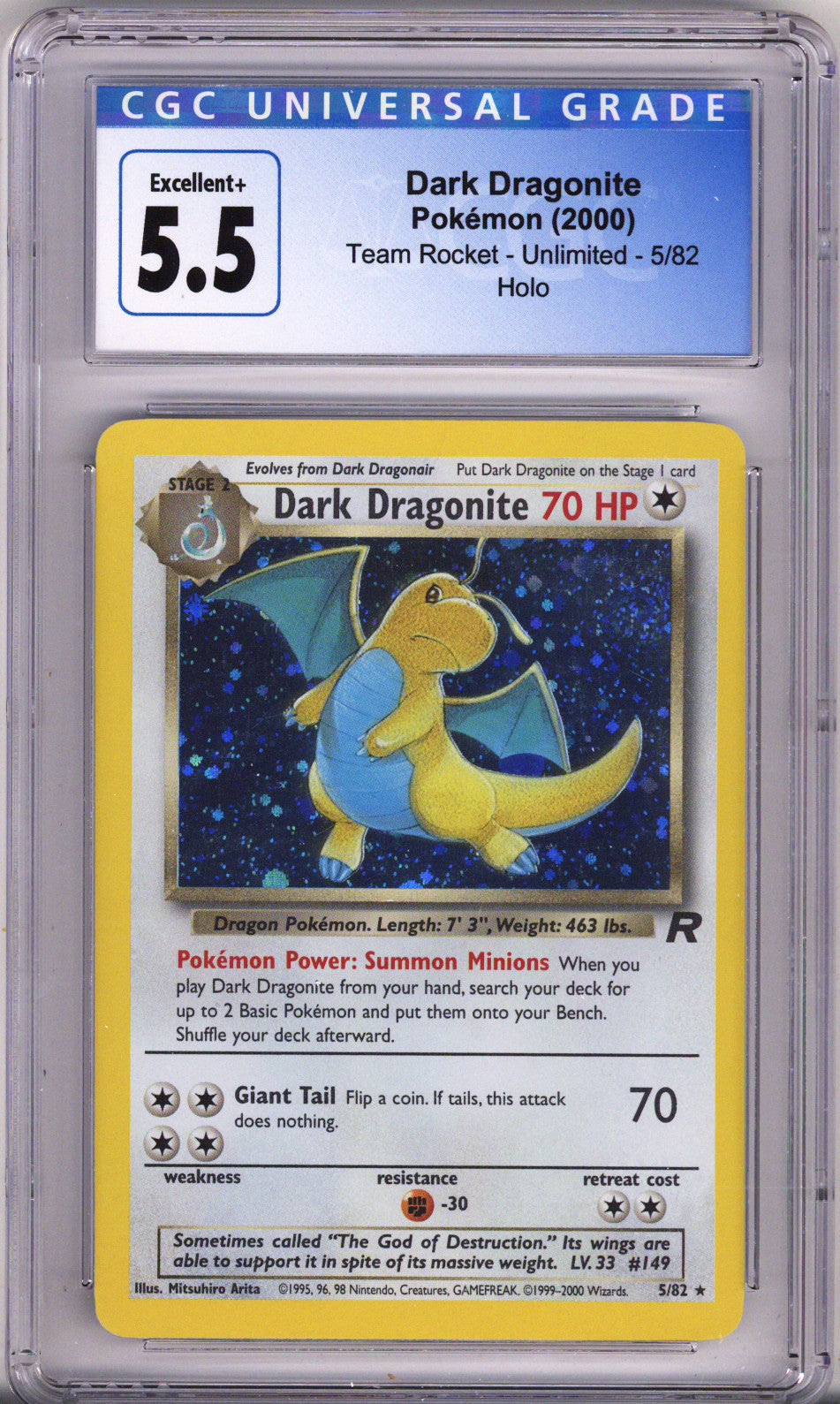 Pokemon Team Rocket Dark Dragonite Holo CGC Excellent Plus 5.5 (2000)