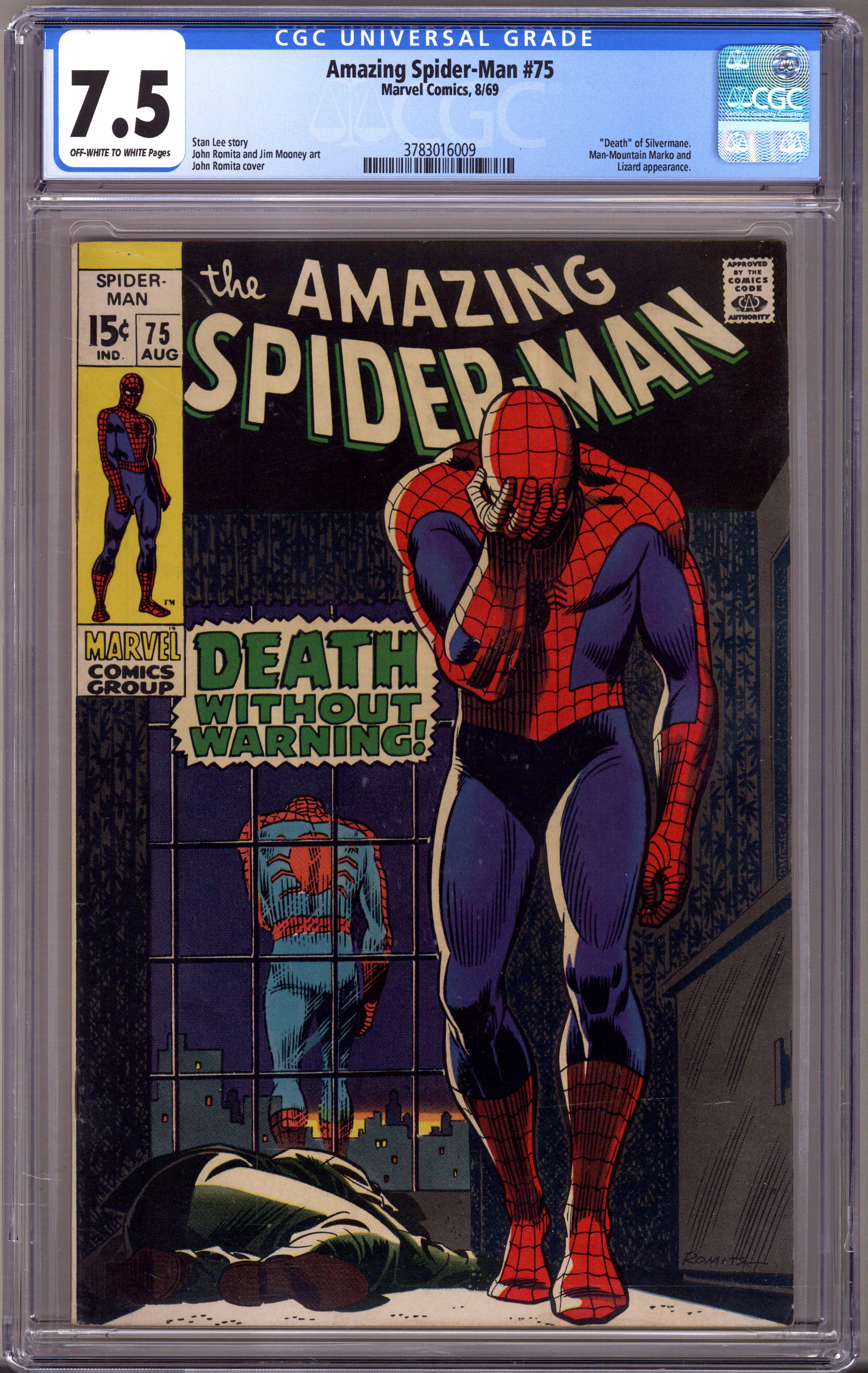 The Amazing Spider-Man Vol 1 75 CGC 7.5 (VF-) (1969) 