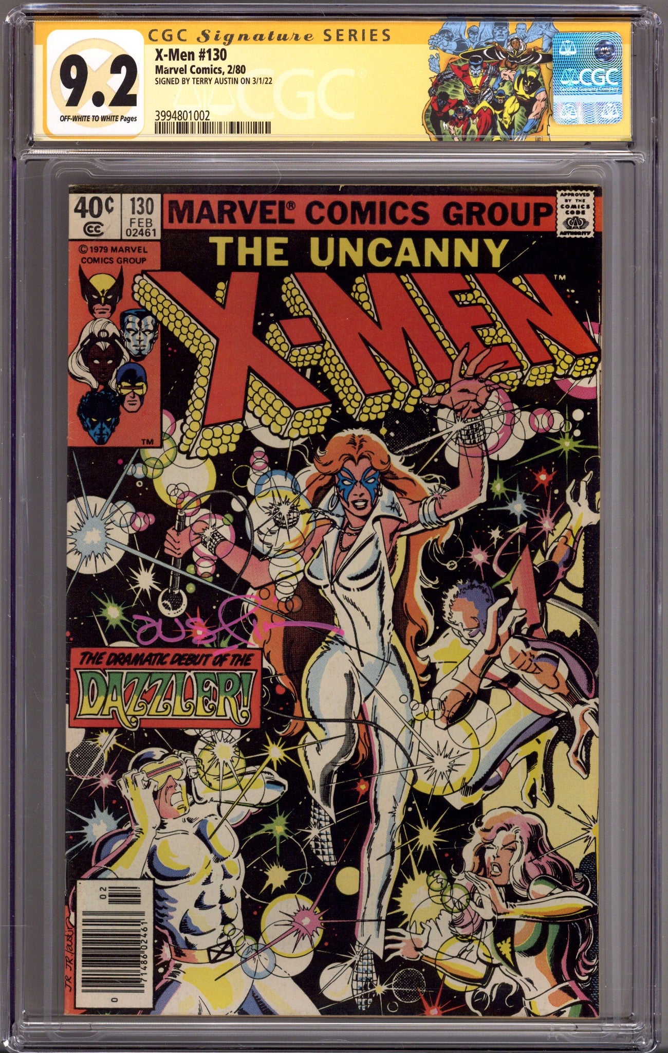 The X-Men Vol 1 130 CGC 9.2 (NM-) (1980) Newsstand Signed x1 Cover Terry Austin 