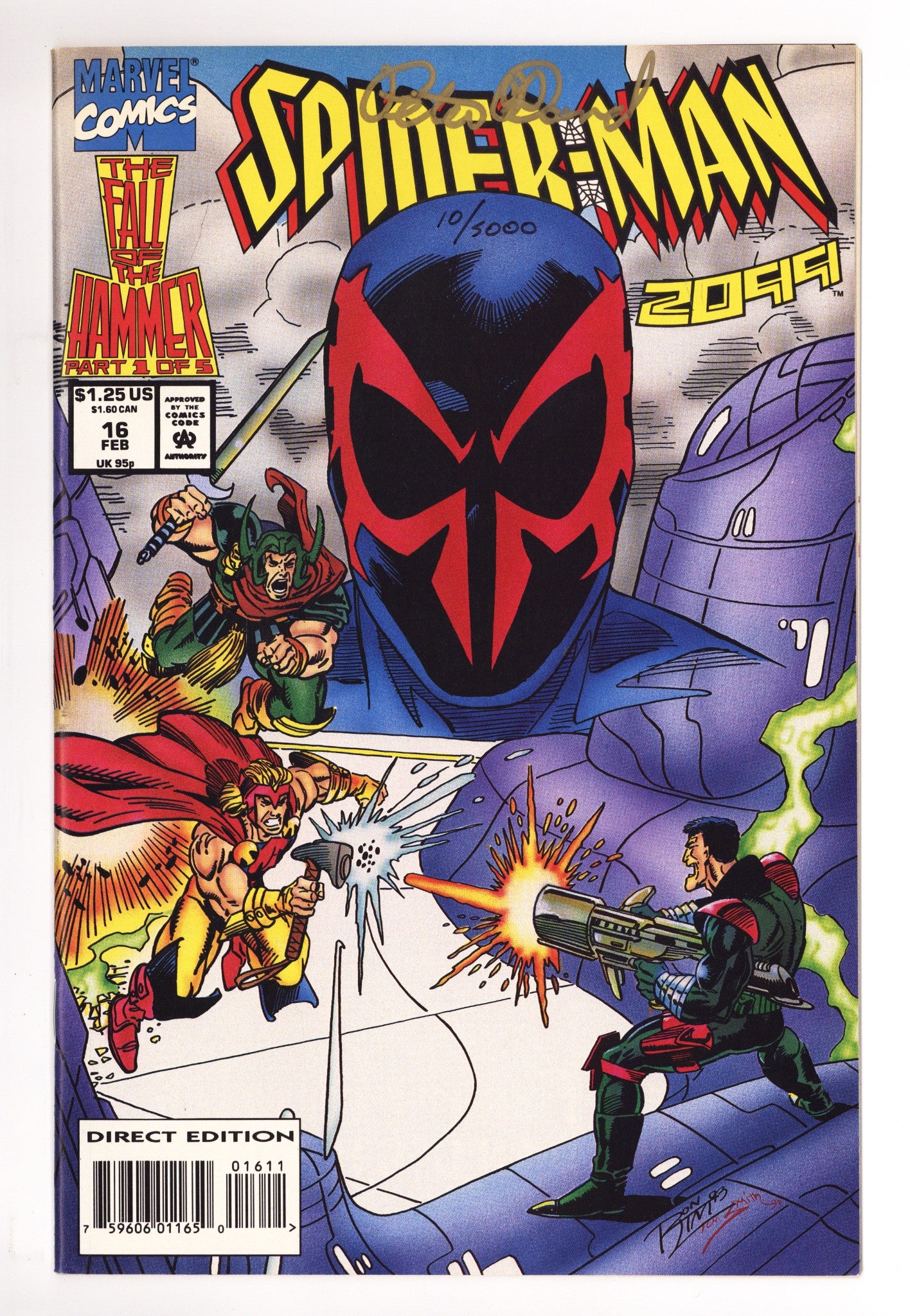 Spider-Man 2099 Vol 1 16 VF+ (8.5) 10/5000 (1994) Signed x1 Cover Peter David 