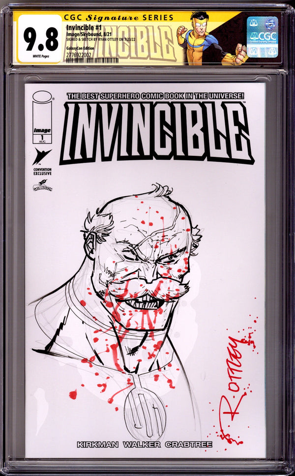 Invincible 1 CGC 9.8 (NM/M) Conquest Sketch (2021) Blank Convention Variant Signed / Remarked x1 Cover Ryan Ottley