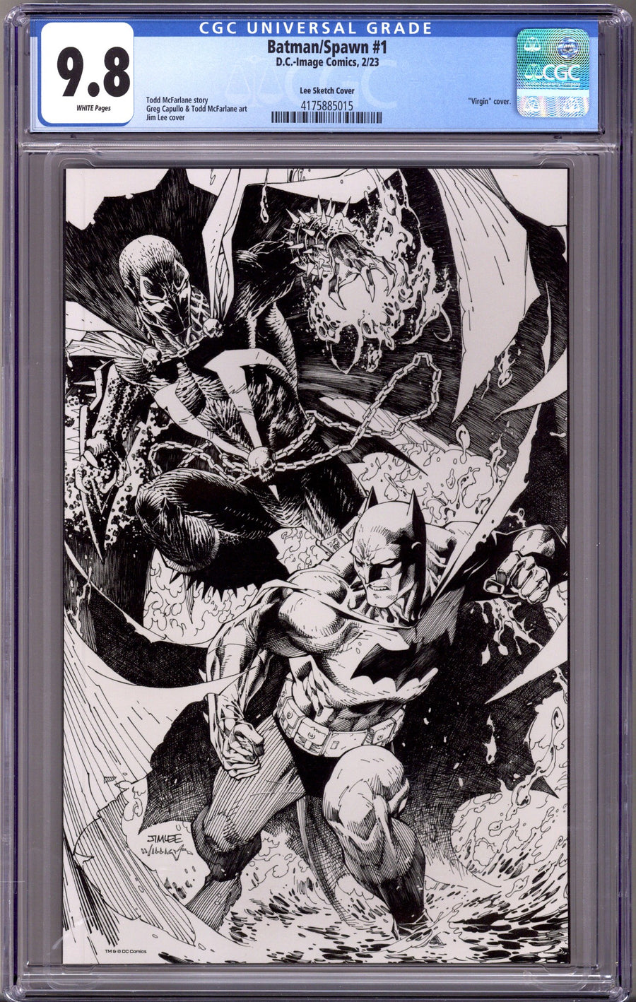 Batman / Spawn 1 CGC 9.8 (NM/M) (2023) Lee B&W Virgin Incentive Variant