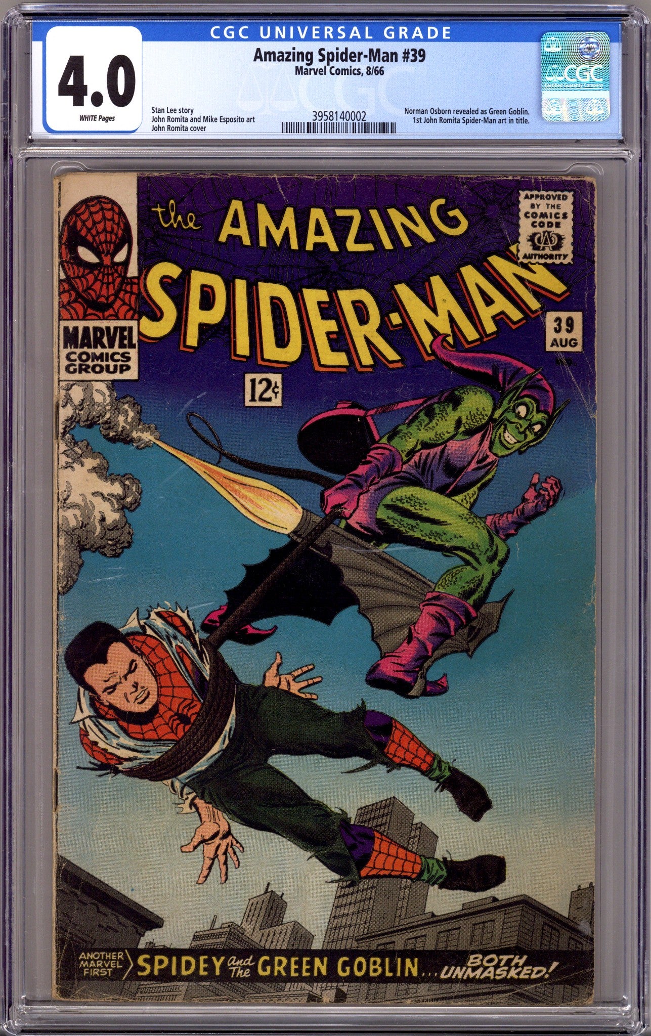 The Amazing Spider-Man Vol 1 39 CGC 4.0 (VG) (1966) 