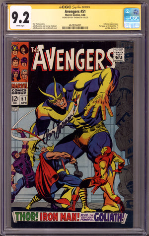 The Avengers Vol 1 51 CGC 9.2 (NM-) (1968) Signed x1 Cover Roy Thomas