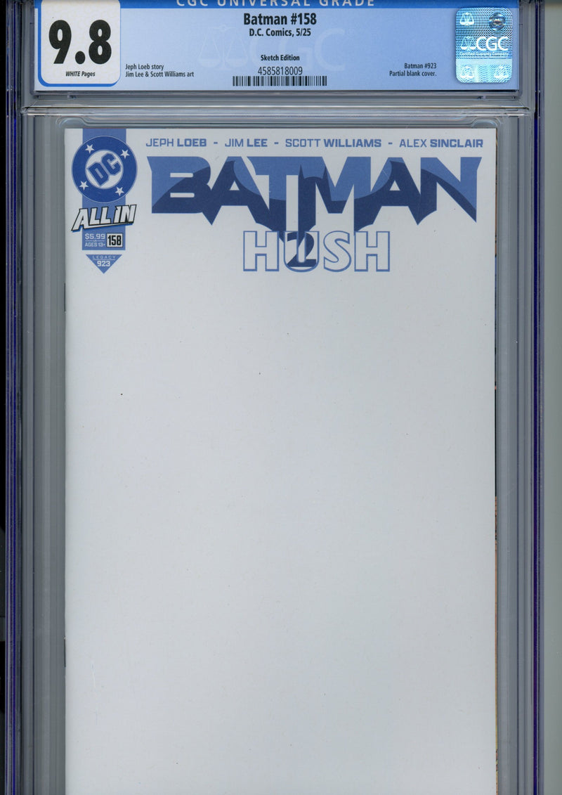 Batman Vol 3 158 CGC 9.8 (NM/M) (2025) Blank Variant 