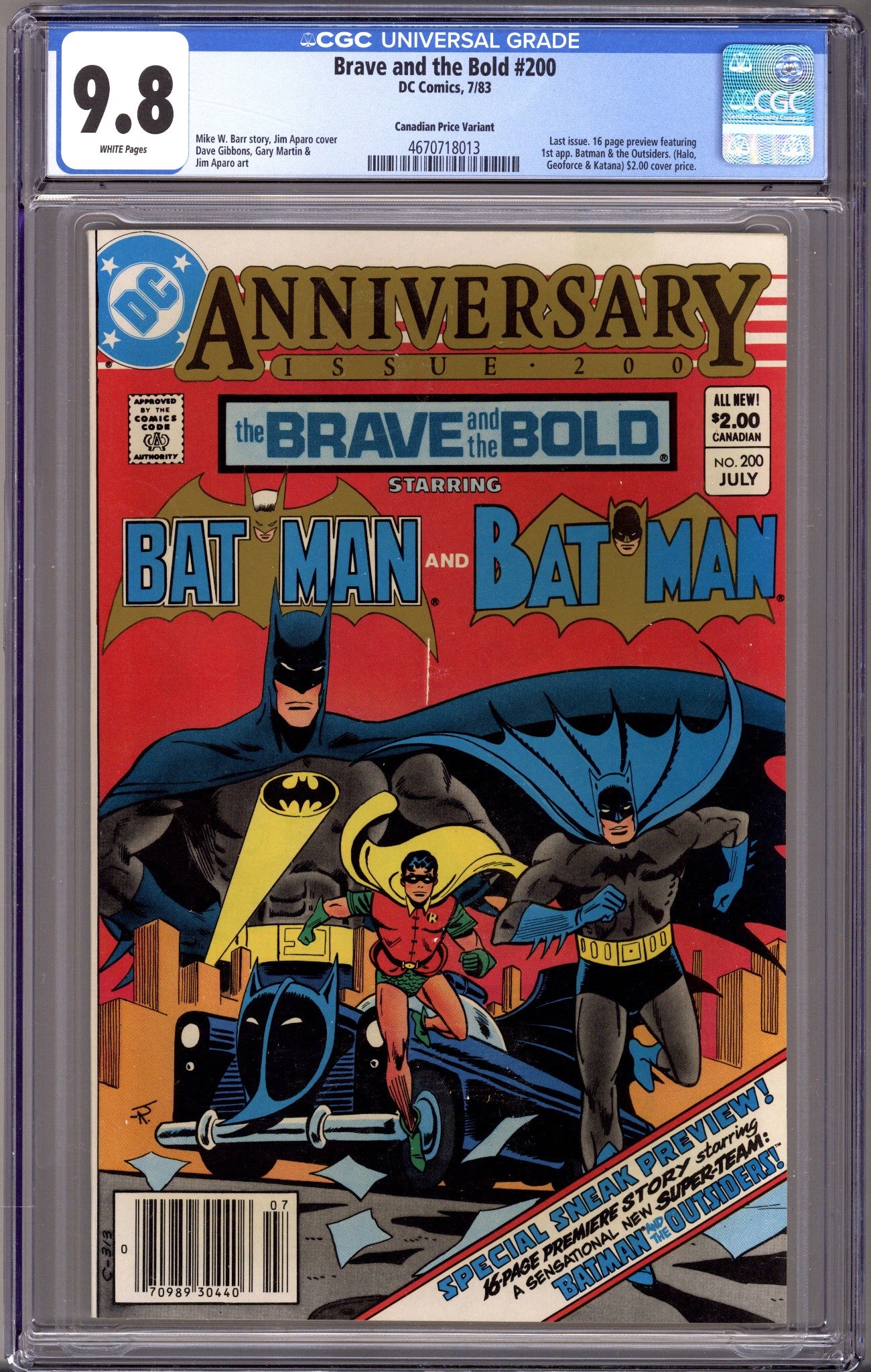 The Brave and the Bold Vol 1 200 CGC 9.8 (NM/M) (1983) Canadian Price Variant 