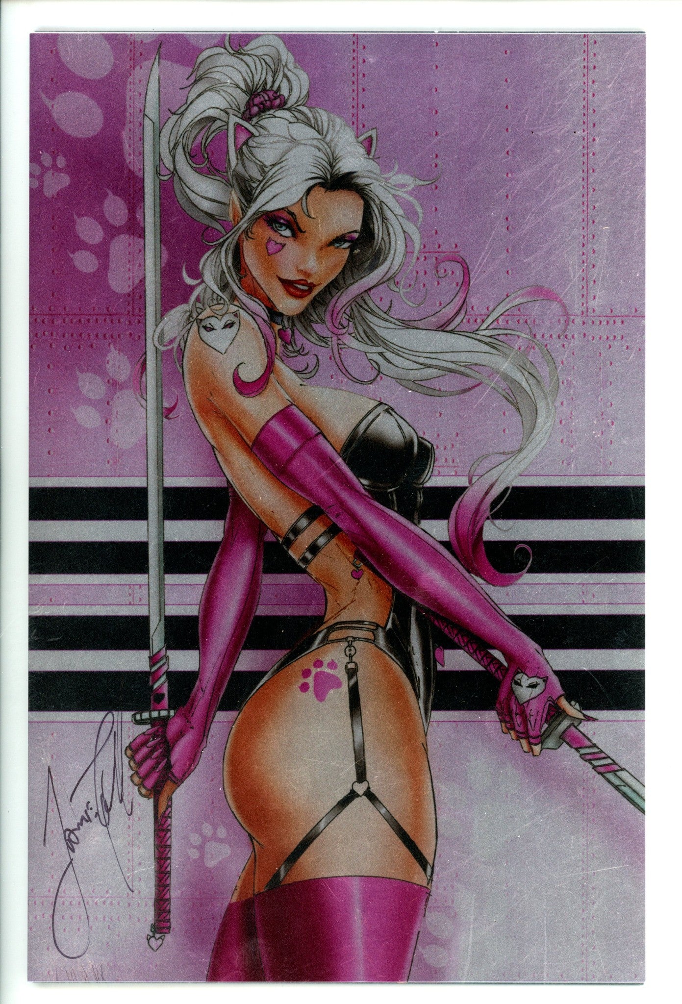 Miss Meow 1 NM (9.4) Naughty /20 (2022) Tyndall Metal Virgin Exclusive Variant Signed x1 Cover Jamie Tyndall 