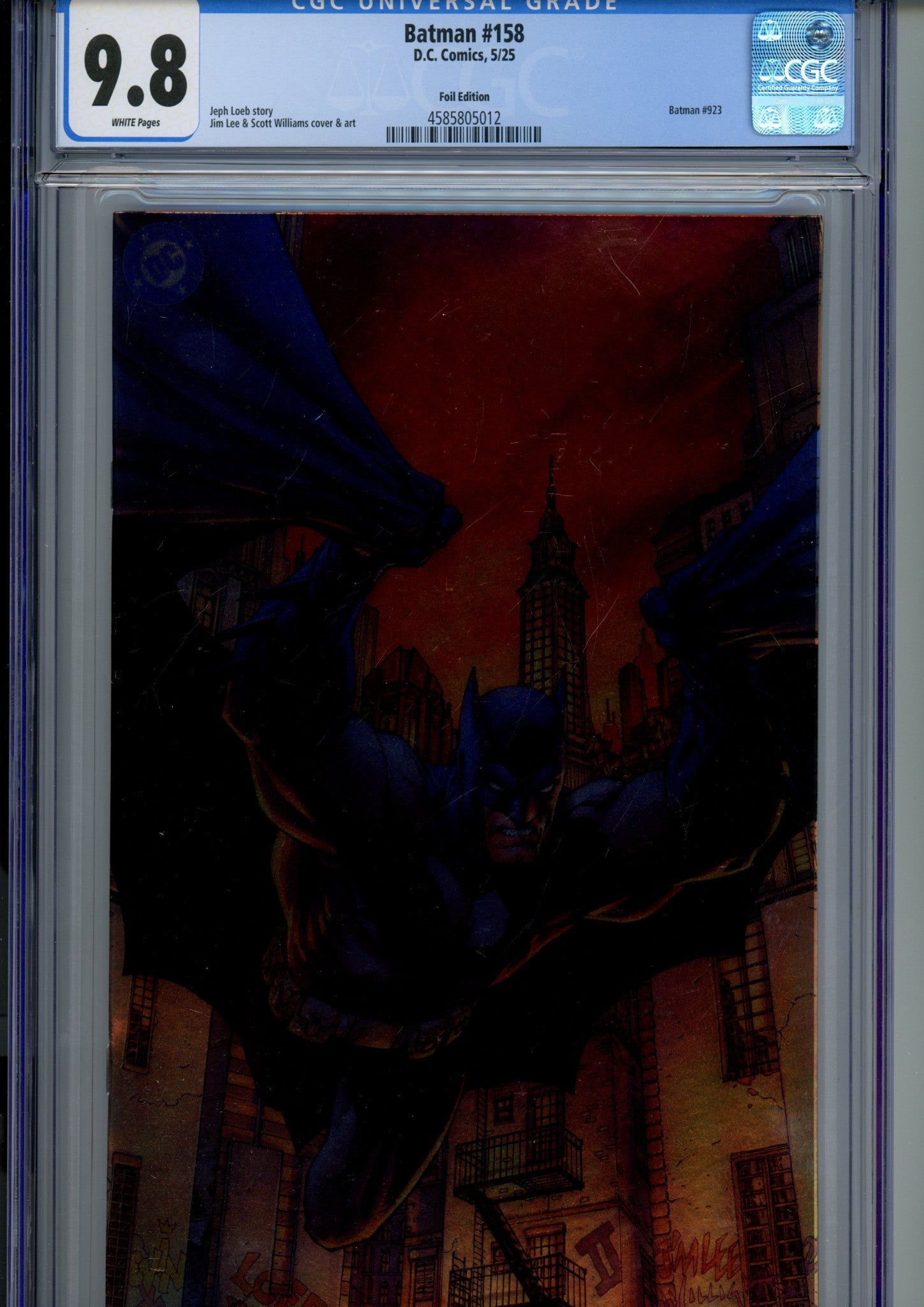 Batman Vol 3 158 CGC 9.8 (NM/M) (2025) Lee Foil Virgin Variant 